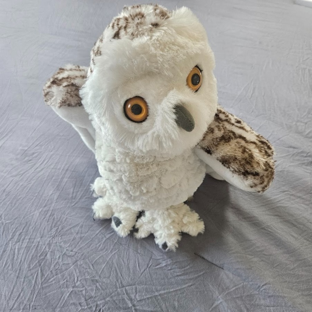 Wild Republic Snowy Owl 12" Plush White Brown Speckled Stuffed Animal Toy Clean